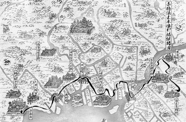 江戸の浮世絵風古地図イラスト